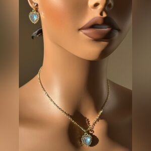 Luminous Gold and Iridescent Blue Heart Set